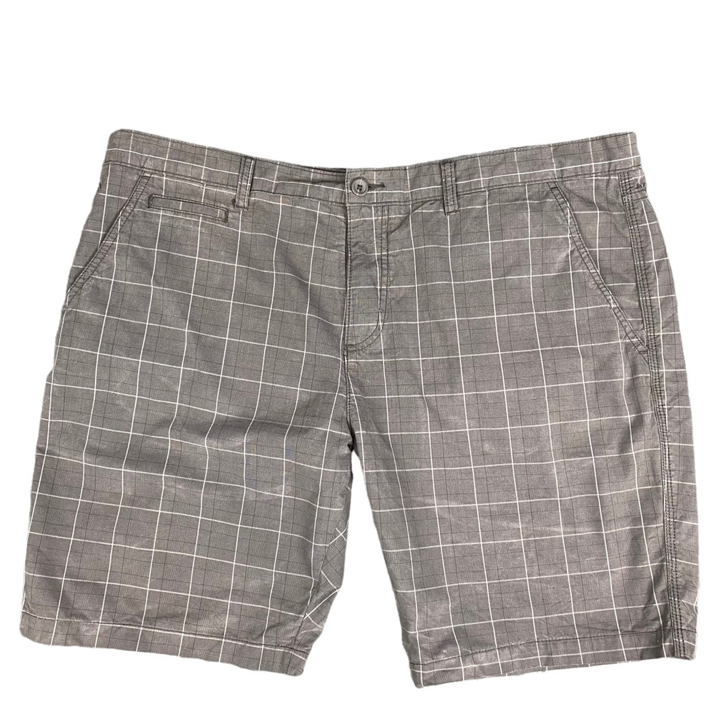 KENNETH COLE Men's Dark Grey Plaid Flat Front Shorts Size 40